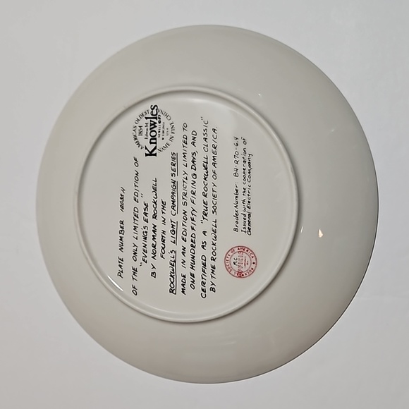 Edwin M Knowles China Co. Evening Ease Norman Rockwell Porcelain Plate - Picture 4 of 9